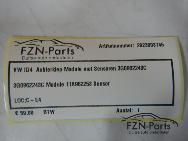 VW ID4 Achterklep Module met Sensoren 3G0962243C