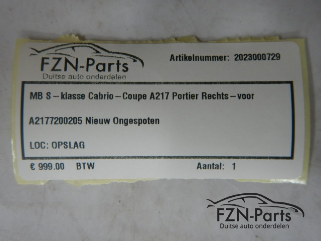 Mercedes Benz S-Klasse Cabrio Coupe A217 Portier Rechts-Voor