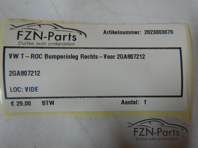 VW T-Roc 2GA Bumperinleg Mistlamp Rechts-voor 2GA807212