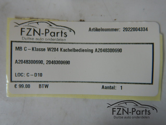 Mercedes-Benz C-Klasse W204 Kachelbediening A2048300690