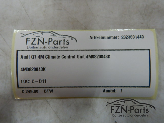 Audi Q7 4M Climate Control Unit 4M0820043K