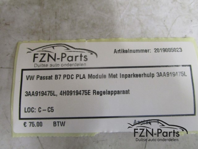 VW Passat B7 PDC PLA Module Met Inparkeerhulp 3AA919475L