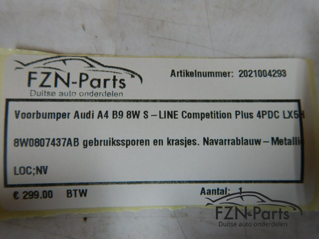 Audi A4 8W B9 Voorbumper S-Line 4PDC LX5H