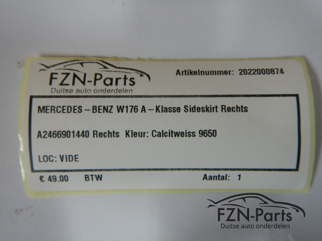 Mercedes-Benz W176 A-Klasse Sideskirt Rechts