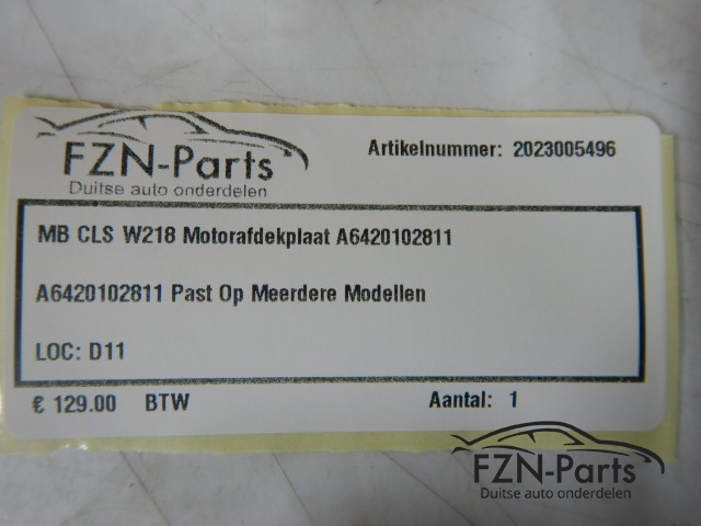 Mercedes Benz CLS W218 Motorafdekplaat A6420102811