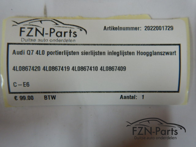 Audi Q7 4L0 Portierlijsten Sierlijsten Inleglijsten Hoogglanszwart