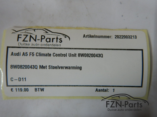 Audi A5 F5 Climate Control Unit 8W0820043Q