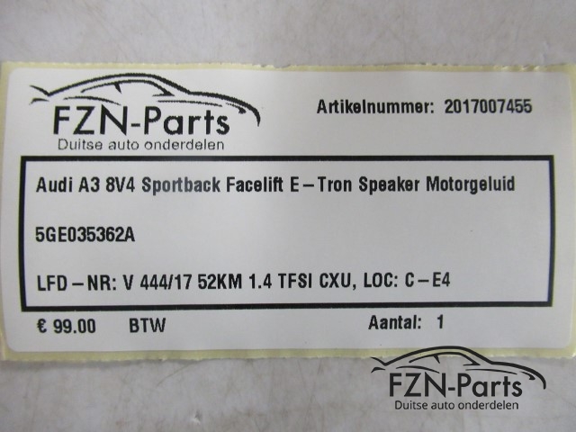 Audi A3 8V4 Sportback Facelift E-Tron Speaker Motorgeluid