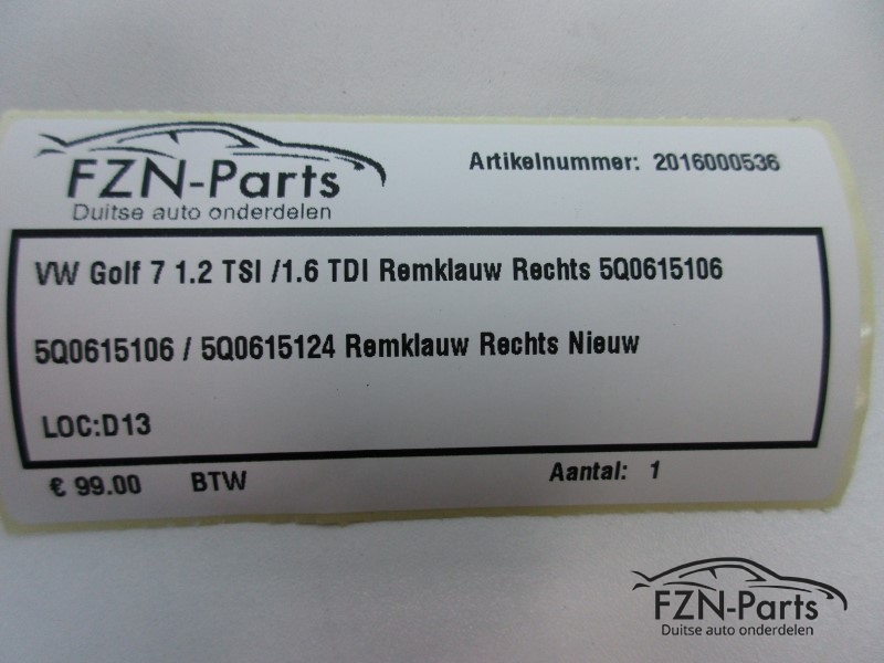 VW Golf 7 1.2 TSI / 1.6 TDI Remklauw Rechts 5Q0615106