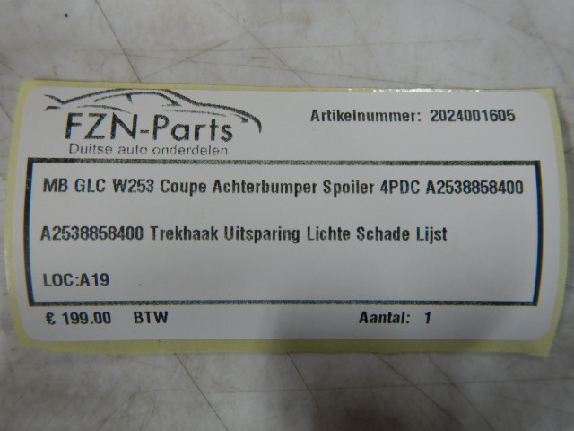 Mercedes-Benz GLC W253 Coupe Achterbumper Spoiler 4PDC A2538858400