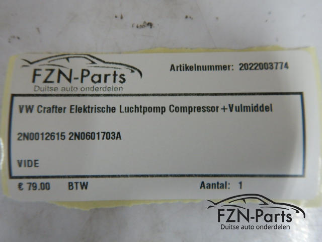 VW Crafter 2N Elektrische Luchtpomp Compressor + Vulmiddel
