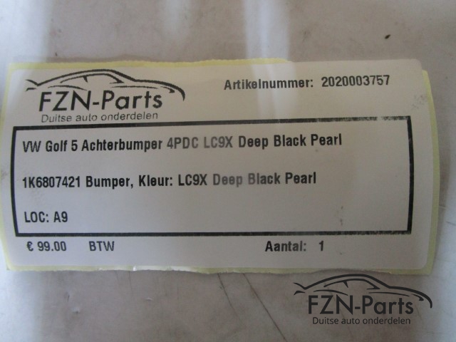 VW Golf 5 Achterbumper 4PDC LC9X Deep black pearl