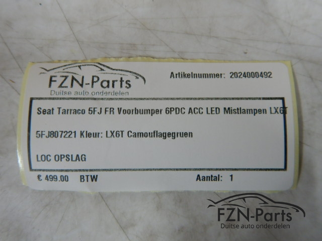 Seat Tarraco 5FJ FR Voorbumper 6PDC ACC LED Mistlampen LX6T