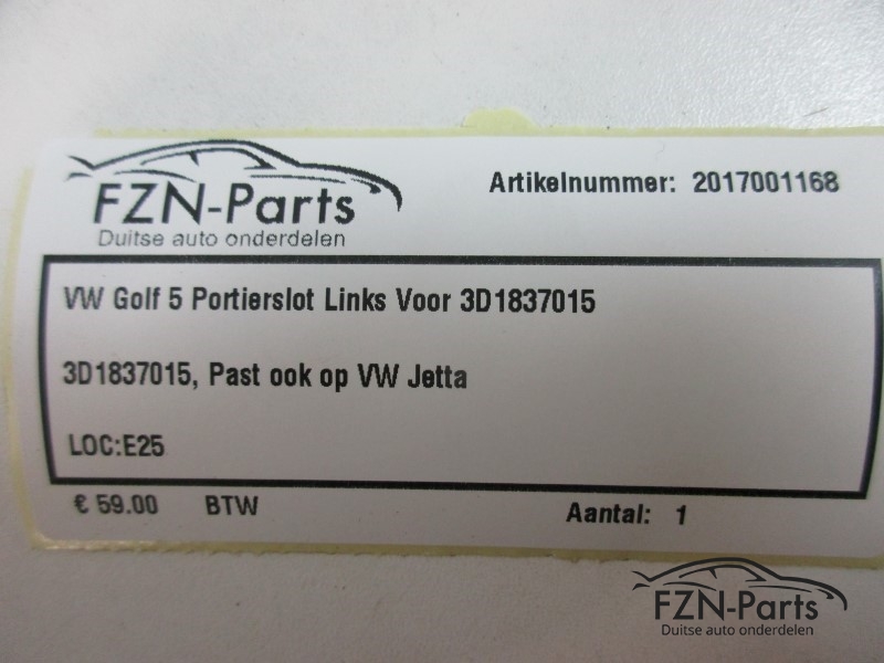 VW Golf 5 Portierslot Linksvoor 3D1837015