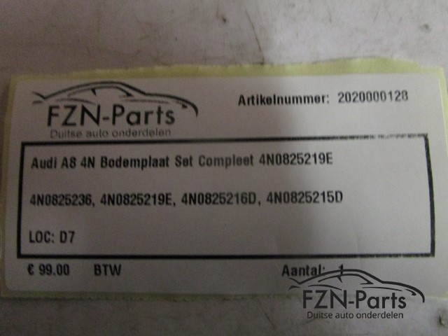 Audi A8 4N Bodemplaat Set Compleet 4N0825219E