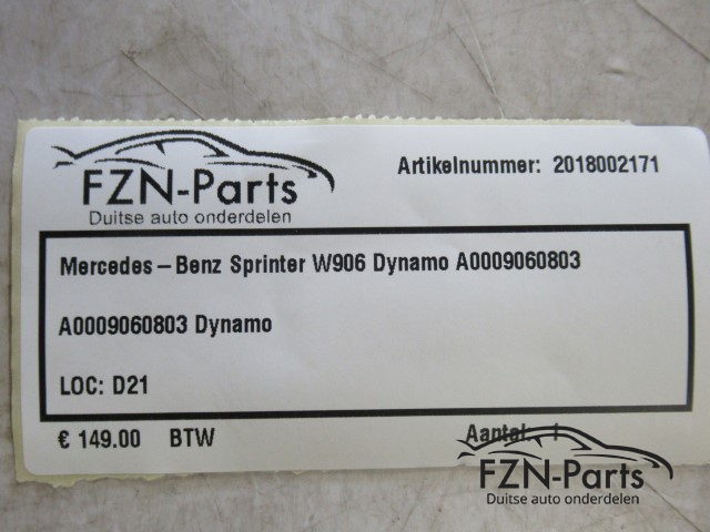Mercedes-Benz Sprinter W906 Dynamo A0009060803