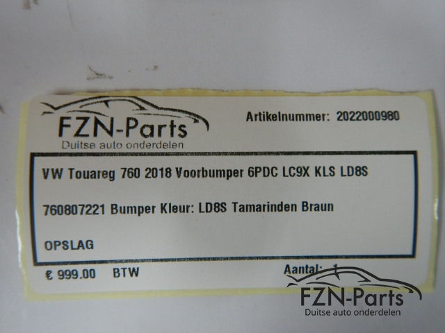 VW Touareg 760 2018 Voorbumper 6PDC LC9X KLS LD8S