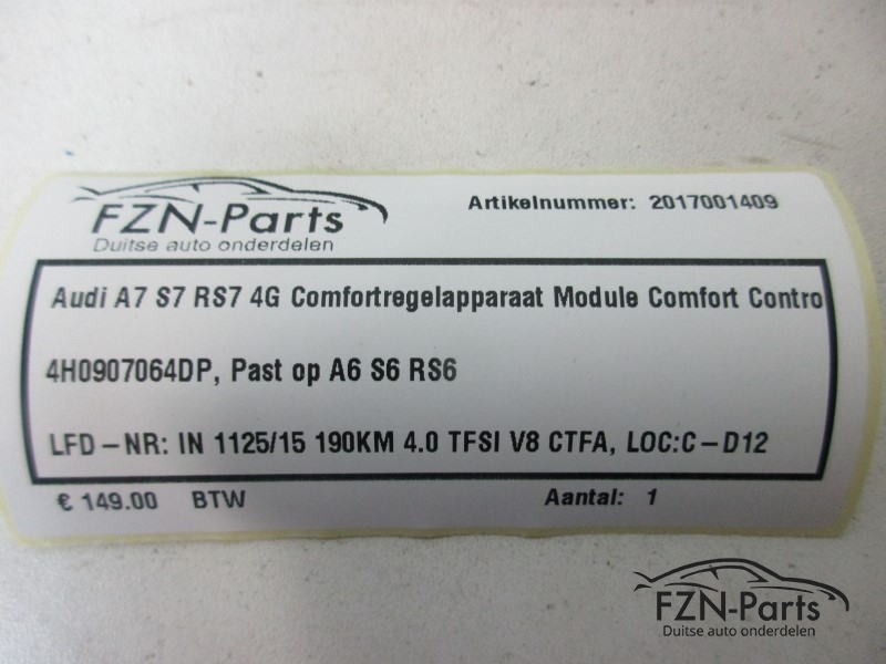Audi A7 S7 RS7 4G Comfortregelapparaat Module Comfort Contro