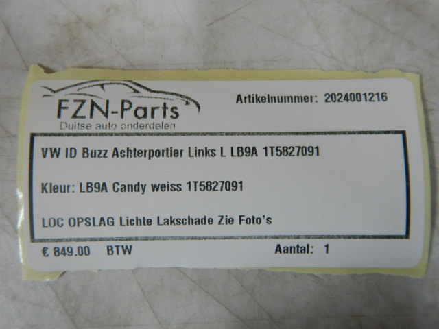 VW ID-Buzz Achterportier Links L LB9A 1T5827091