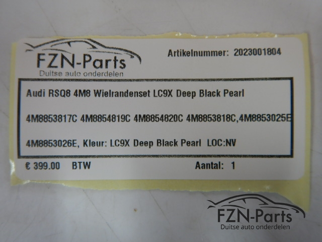 Audi RSQ8 4M8 Wielrandset LC9X Deep Black Pearl