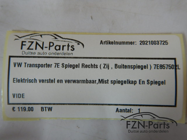 VW Transporter 7E Spiegel Rechts ( Zij, Buitenspiegel )