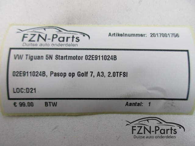 VW Tiguan 5N Startmotor 02E911024B