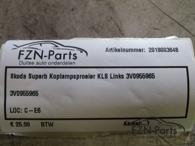 Skoda Superb Koplampsproeier KLS Links 3V0955965