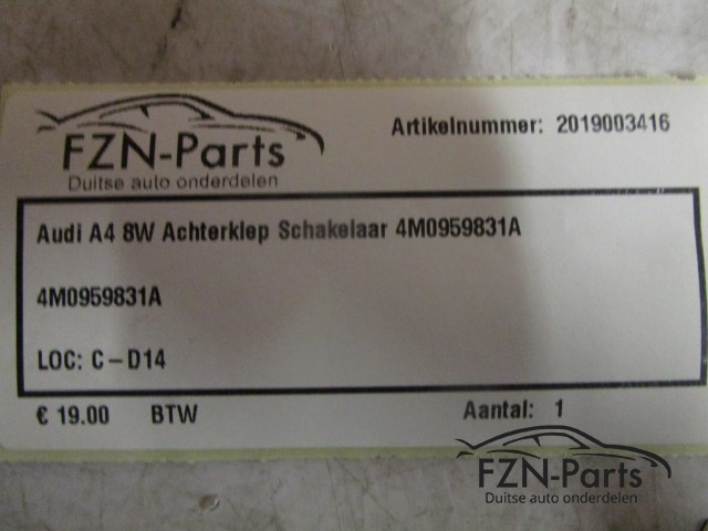 Audi A4 8W Achterklep Schakelaar 4M0959831A