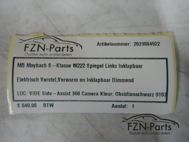 Mercedes-Benz Maybach W222 Spiegel Links Inklapbaar