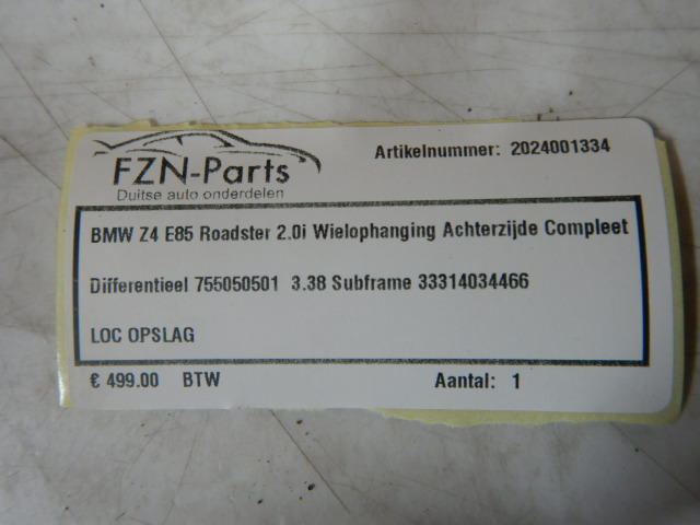 BMW Z4 E85 Roadster 2.0 I Wielophanging Achterzijde Compleet
