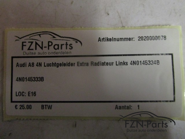 Audi A8 4N Luchtgeleider Extra Radiateur Links 4N0145334B