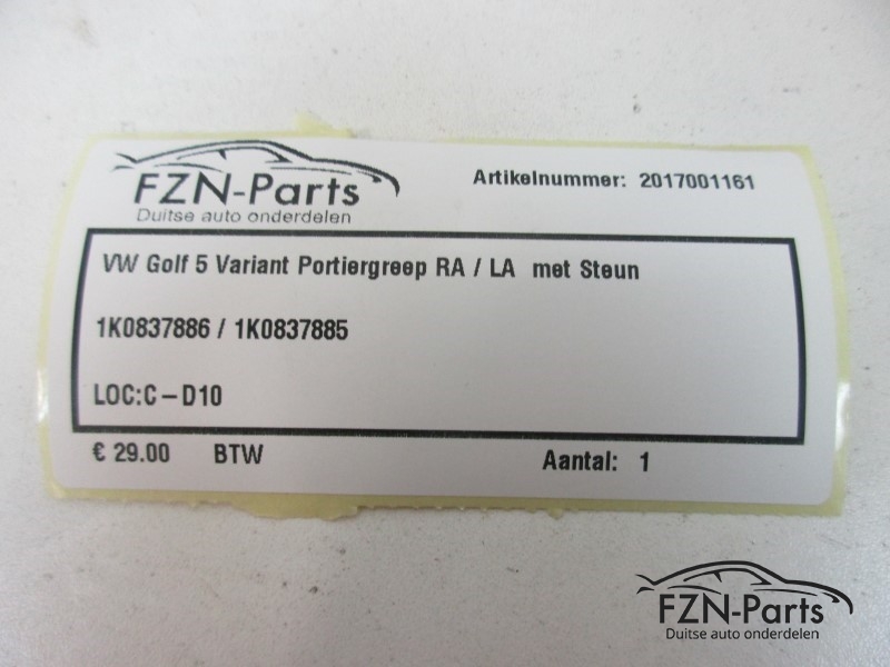 VW Golf 5 Variant Portiergreep Rechtsachter/Linksachter met Steun