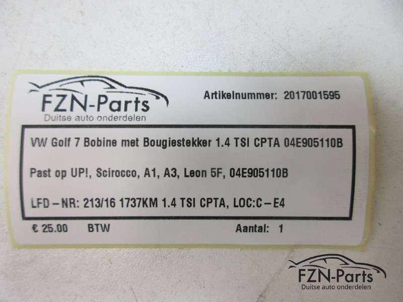 VW Golf 7 Bobine met Bougiestekker 1.4 TSI CPTA 04E905110B