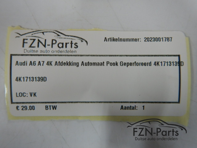Audi A6 A7 4K Afdekking Automaat Pook Geperforeerd 4K1713139D