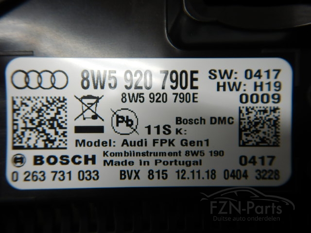 Audi A5 8W5 Teller Virtual Cockpit 8W5920790E