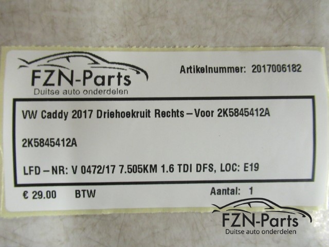 VW Caddy 2017 Driehoekruit Rechts-Voor 2K5845412A