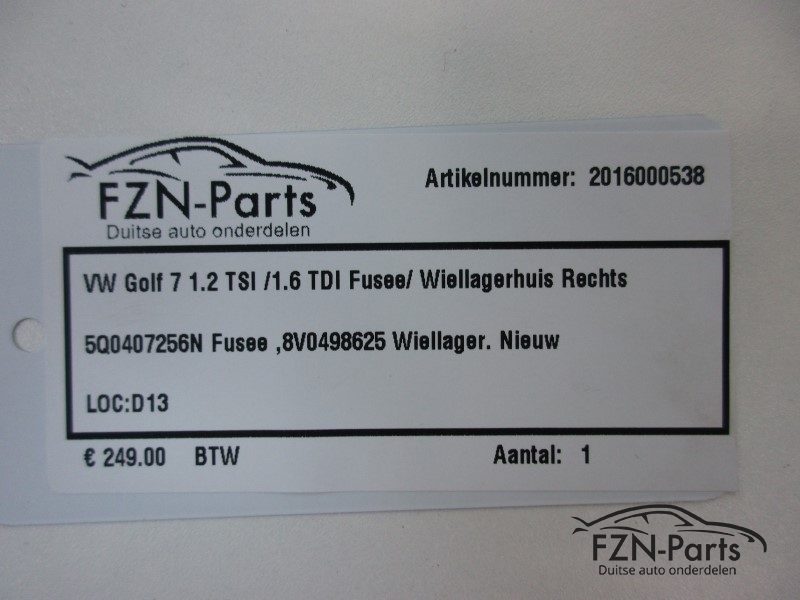 VW Golf 7 1.2 TSI / 1.6 TDI Fusee / Wiellagerhuis Rechts