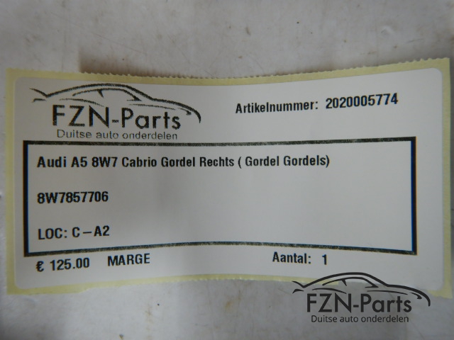 Audi A5 8W7 Cabrio Gordel Rechts ( Gordel Gordels )