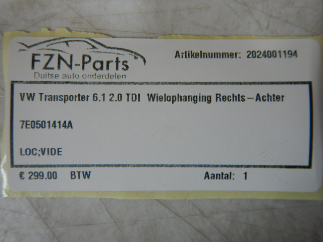 VW Transporter T6.1 2.0 TDI Wielophanging Rechts-Achter