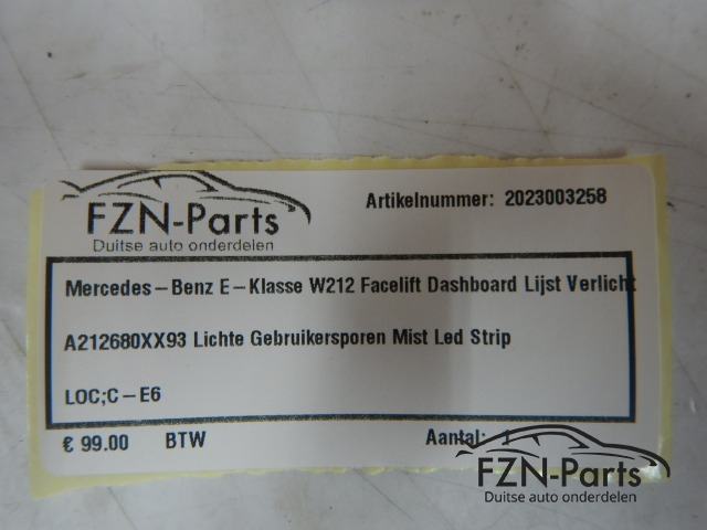 Mercedes-Benz E-Klasse W212 Facelift Dashboard Lijst