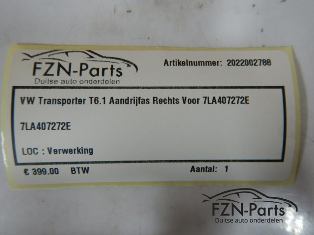 VW Transporter T6.1 Aandrijfas Rechts-Voor 7LA407272E