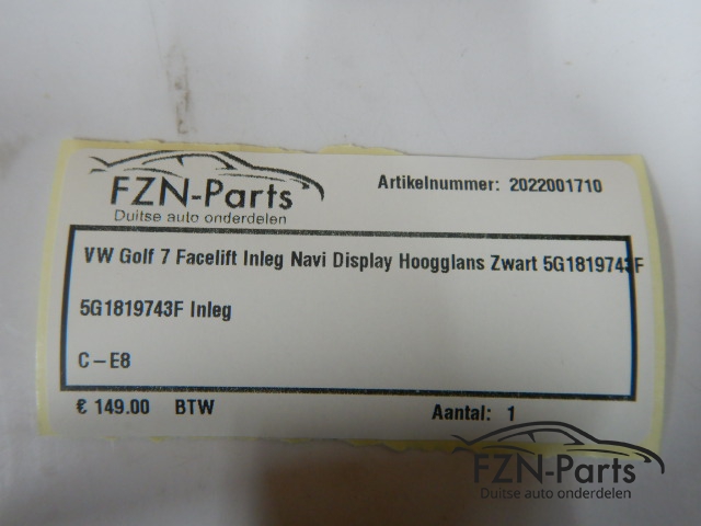 VW Golf 7 Facelift Inleg Navi Display Hoogglans Zwart 5G1819743F