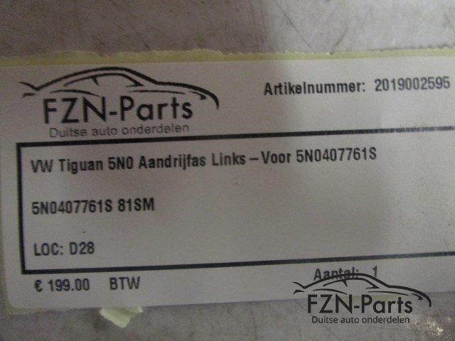 VW Tiguan 5N0 Aandrijfas Links-Voor 5N0407761S