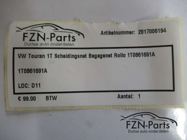 VW Touran 1T Scheidingsnet Bagagenet Rollo 1T0861691A