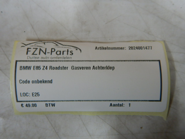BMW E85 Z4 Roadster Gasveren Achterklep