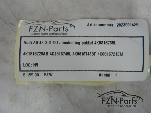 Audi A6 4K 3.0 TSI Aircoleiding Pakket 4K0816738L