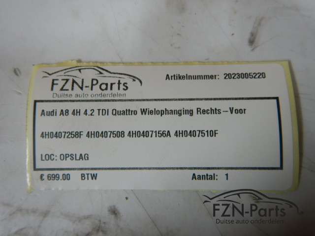 Audi A8 4H 4.2 TDI Quattro Wielophanging Rechts-Voor