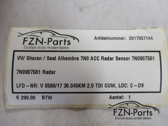 VW Sharan / Seat Alhambra 7N0 ACC Radar Sensor 7N0907561