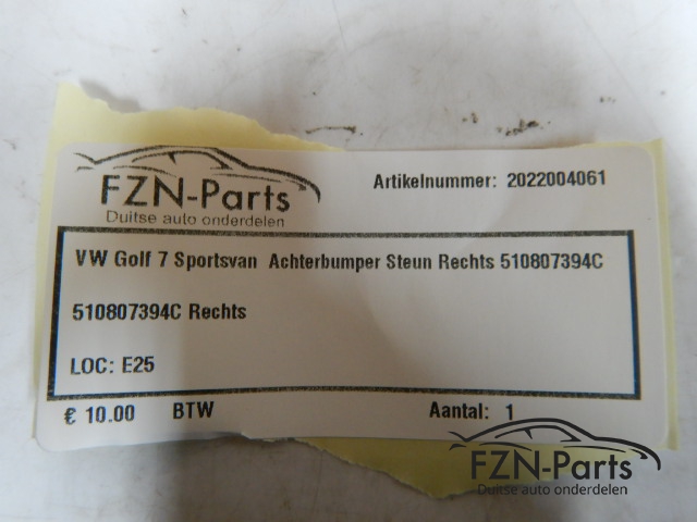 VW Golf Sportsvan Achterbumper geleider Rechts 510807394C