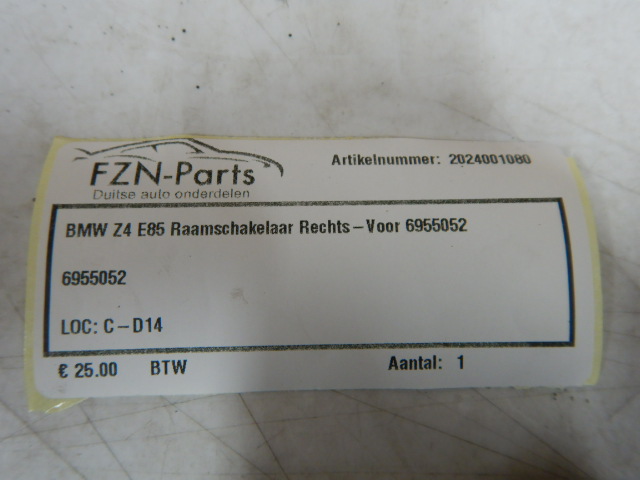 BMW Z4 E85 Raamschakelaar Rechts-voor 6955052